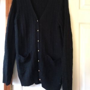 Lovers + Friends Black Sweater with Gold Buttons
